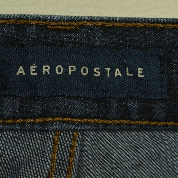 AEROPOSTALE Size 28 x 32 Mens SKINNY Leg LOW Rise DARK Wash Denim BLUE JEANS - Picture 4 of 10